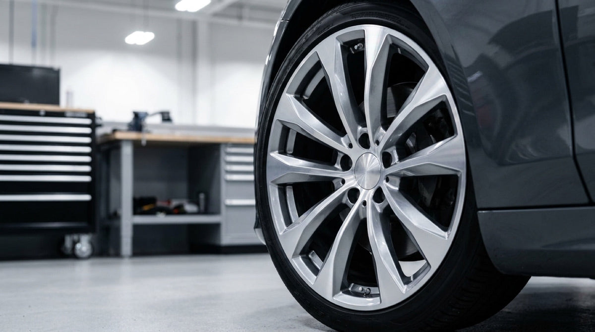 Pristine diamond-cut alloy wheel catching the light