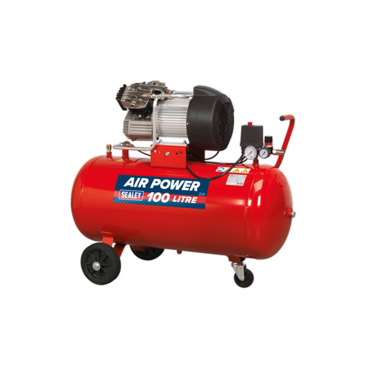 Sealey SAC10030 100L V-Twin Direct Drive Air Compressor 3hp
