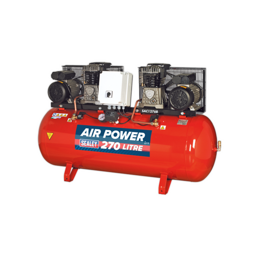 Sealey SAC1276B 270L Belt Drive Air Compressor with Cast Cylinders 2 x 3hp