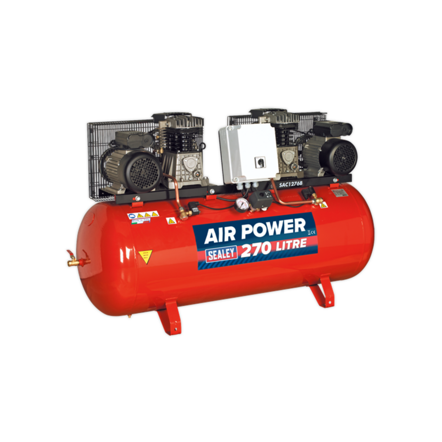 Sealey SAC1276B 270L Belt Drive Air Compressor with Cast Cylinders 2 x 3hp