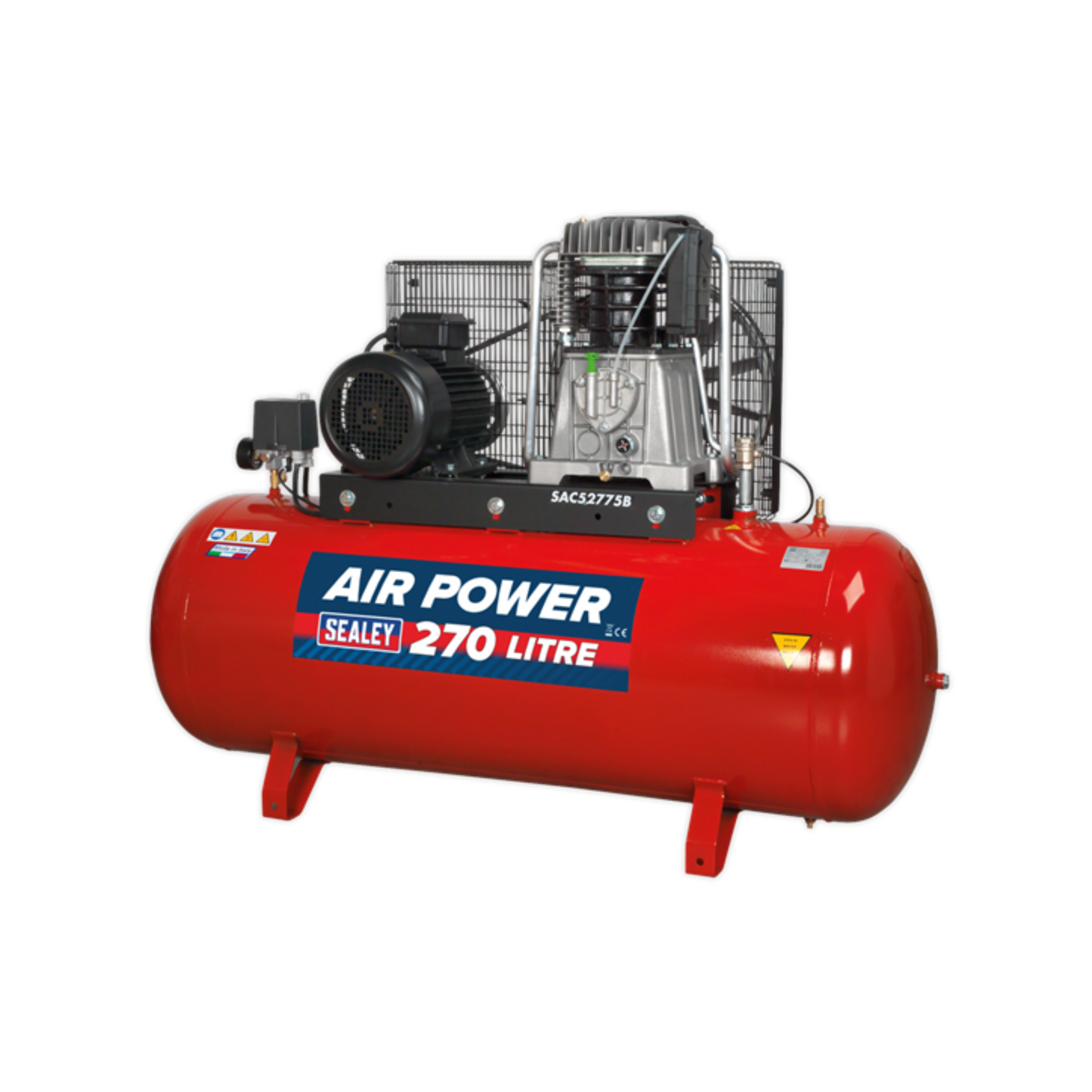 Sealey SAC52775B 270L Belt Drive Air Compressor with Cast Cylinders 7.5hp 3ph 2-Stage