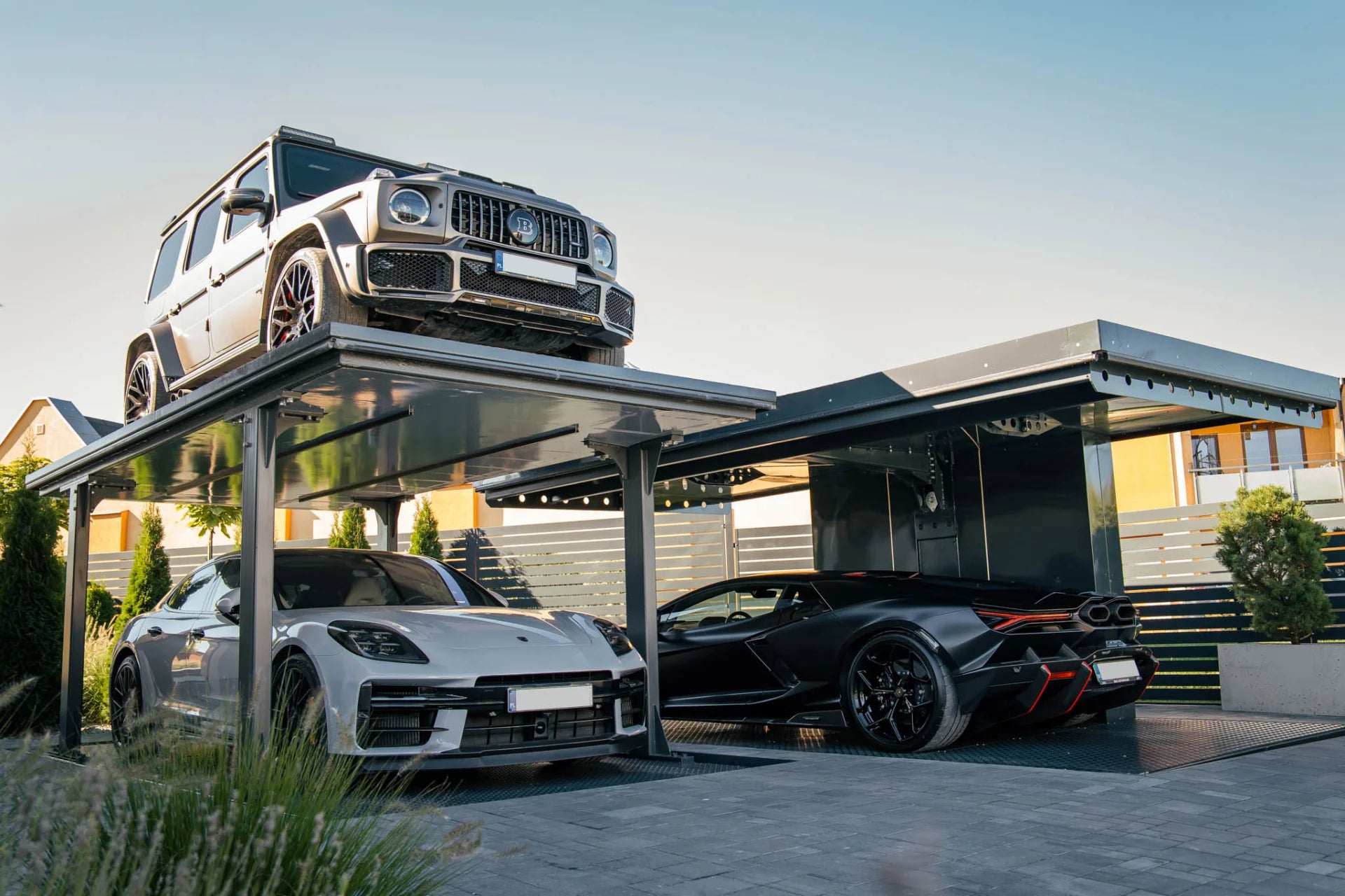 Multi-level car elevator platform with supercars